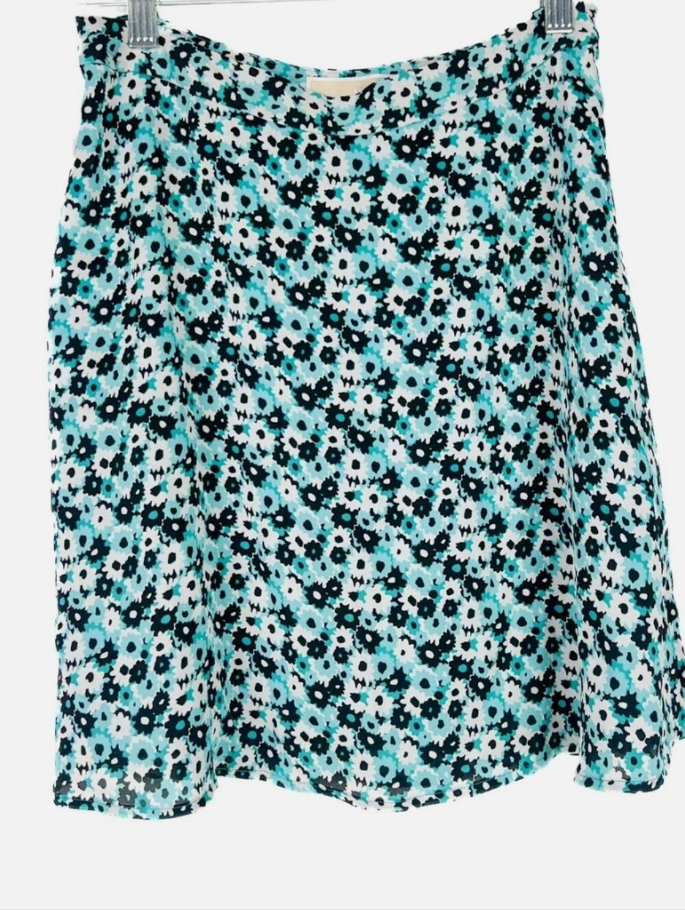 Floral A-Line Mini Skirt in Teal and Black Michael Kors